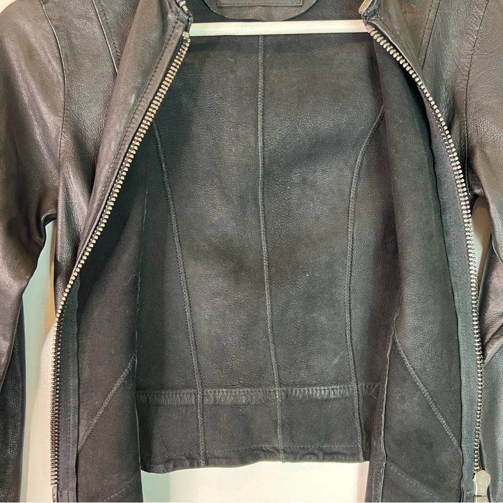 All Saints Calle Blazer Leather Jacket Black Size 00